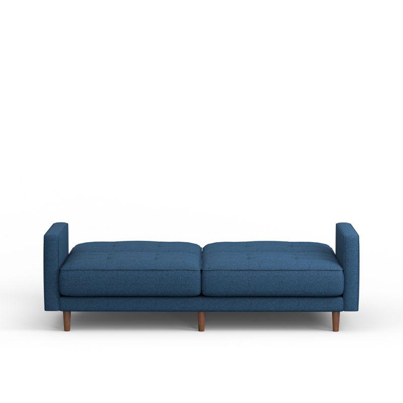 Mies 81.5" Linen Fabric Tufted Sleeper Sofa with Track Arms in Blue