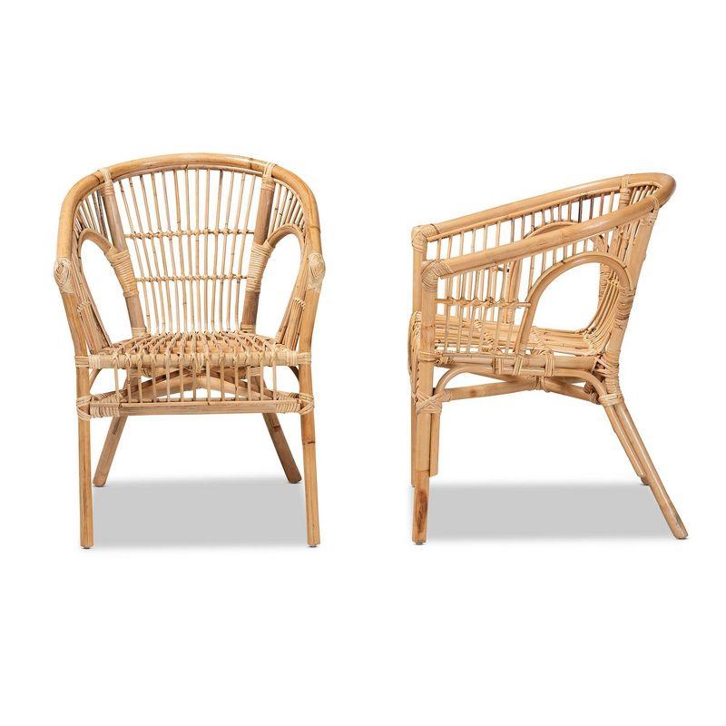 Alleta Modern Bohemian Rattan Dining Arm Chair