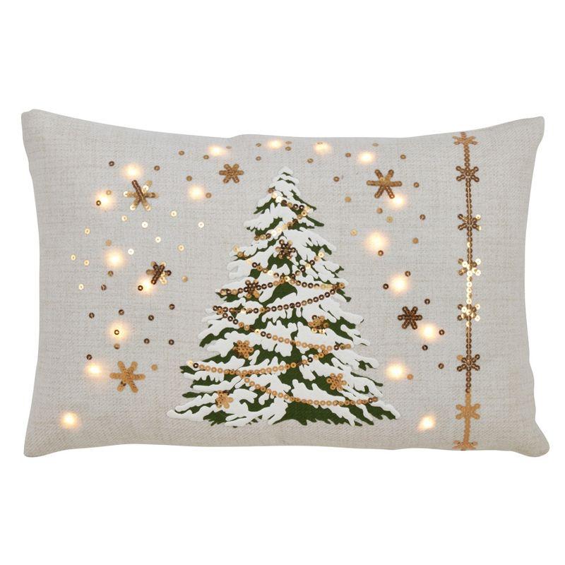 Saro Lifestyle Christmas Tree Throw Pillow With LED Lights