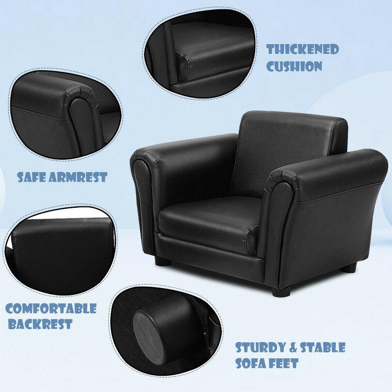 Costway Kids Sofa Armrest Chair Couch Children Toddler Birthday Gift w/ Ottoman Black