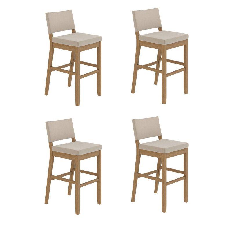 Nathan James Upholstered Counter Stool with Solid Wood Frame (Set of 4)