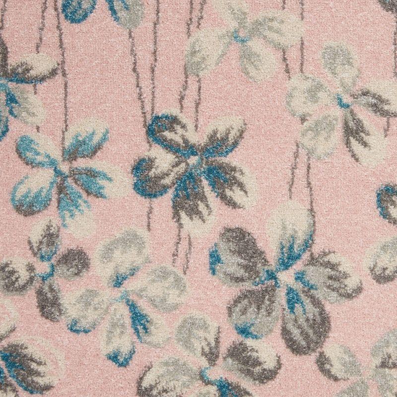 Nourison Tranquil 5'3" X 7'3" (5' x 7') Pink Area Rug Bohemian Botanical Vine and Bloom by Nourison