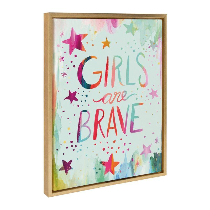 18" x 24" Sylvie Girls are Brave Framed Canvas Wall Art by Ettavee Gold - Kate and Laurel