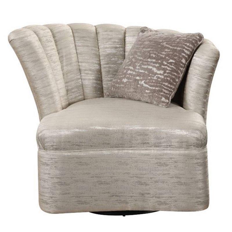 Acme Furniture 41" Athalia Swivel Chair Shimmering Pearl: Linen Upholstery, Wood Frame, No Assembly Required