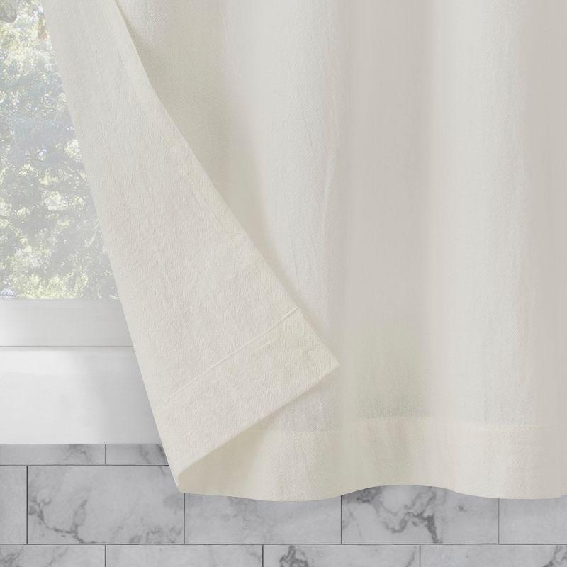 2pc 52"x36" Archaeo Washed Cotton Twist Tab Cafe Curtain Tier Pair Ivory: Kitchen Curtains, 36 Inch, Solid Off-White