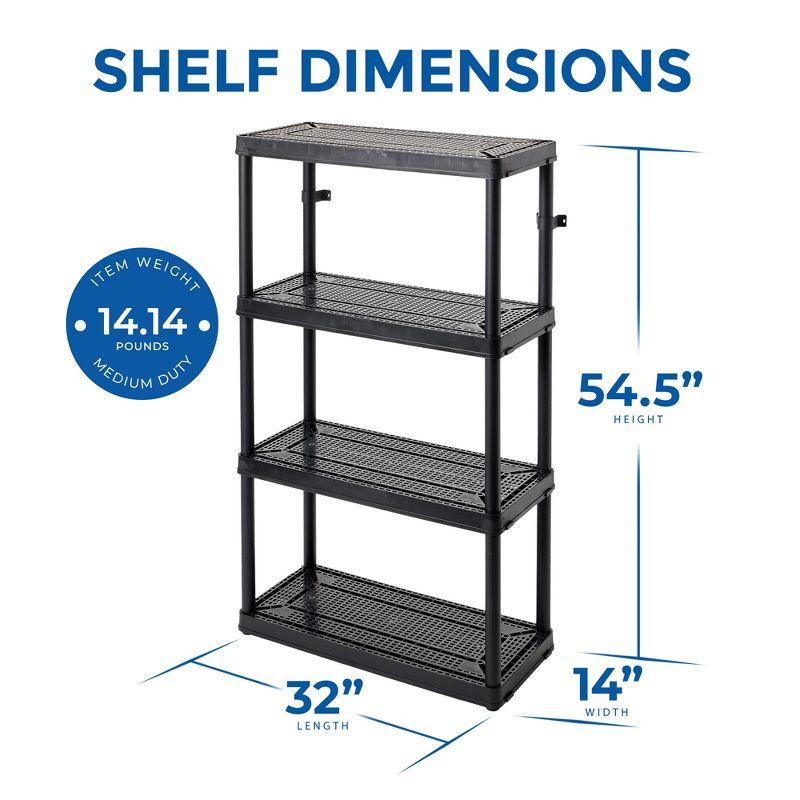 Gracious Living 4 Shelf Fixed Height Ventilated Medium Duty Shelving Unit Organizer System for Home, Garage, Basement, Laundry