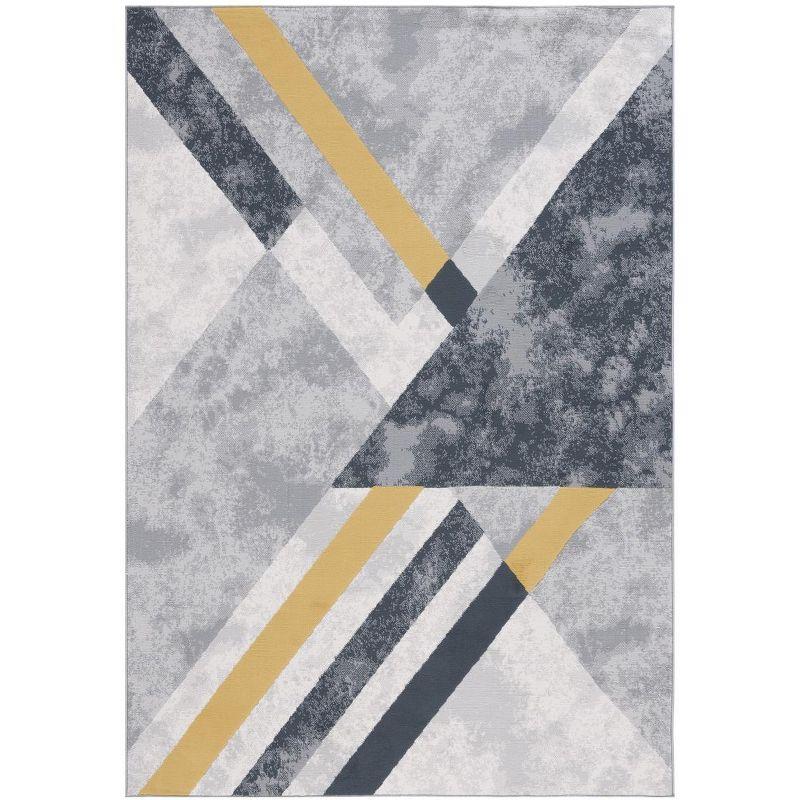 Odyssey 8' x 10' Grey and Gold Black Synthetic Area Rug