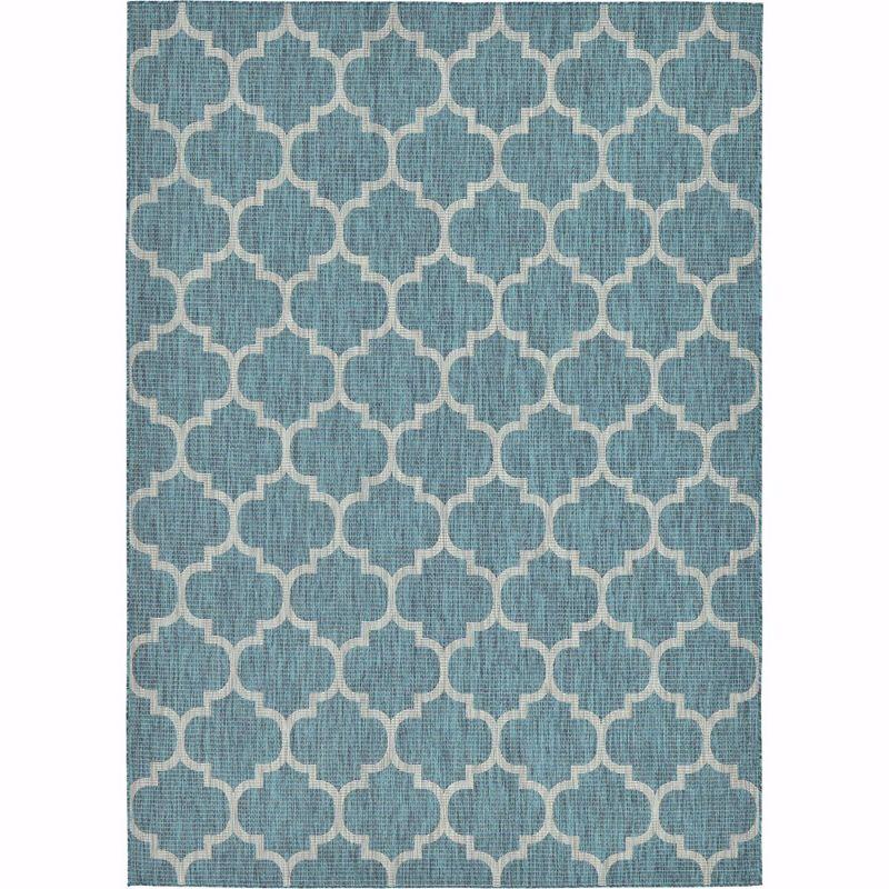 Unique Loom 8' 0 x 11' 4 Rectangle Indoor/Outdoor Trellis Teal Area Rug