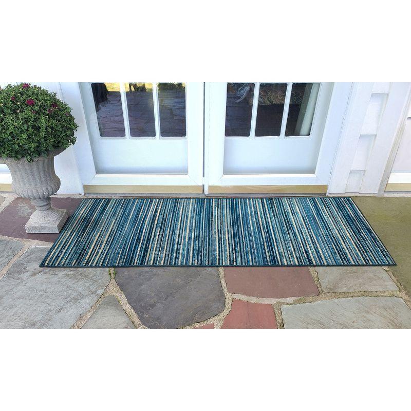 Liora Manne Marina Stripe Indoor/Outdoor Rug Black 1'11" x 7'6"