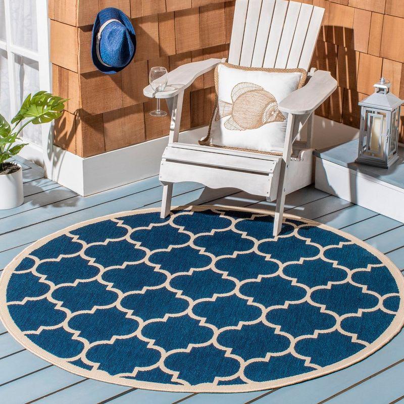 Navy Blue 59'' Round Synthetic Easy-Care Area Rug