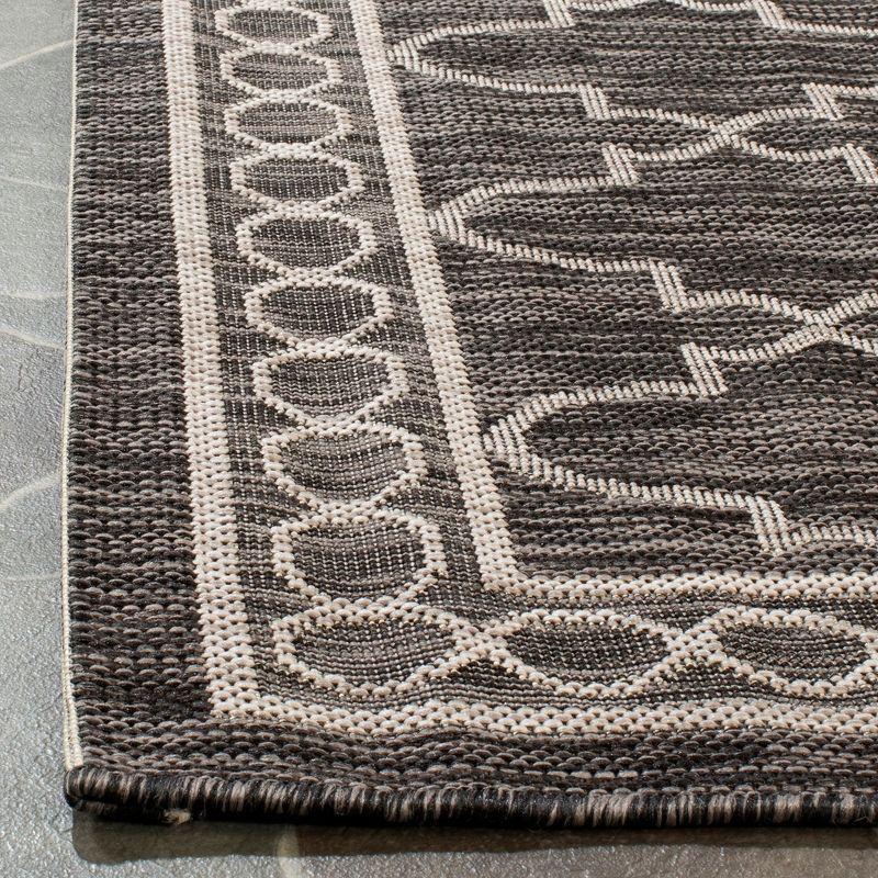 Black and Beige Flat Woven Reversible Synthetic Runner Rug