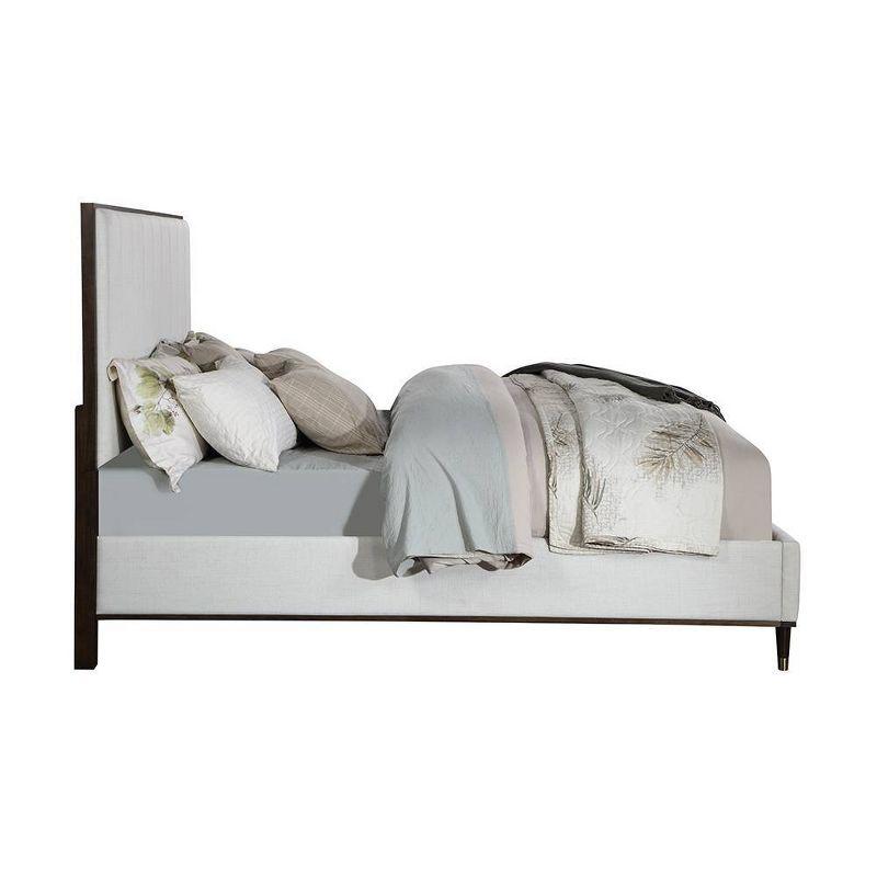 64.25" Queen Bed Carena Bed Light Gray Fabric White Brown Finish - Acme Furniture: Upholstered Headboard, Wood Frame, Box Spring Required