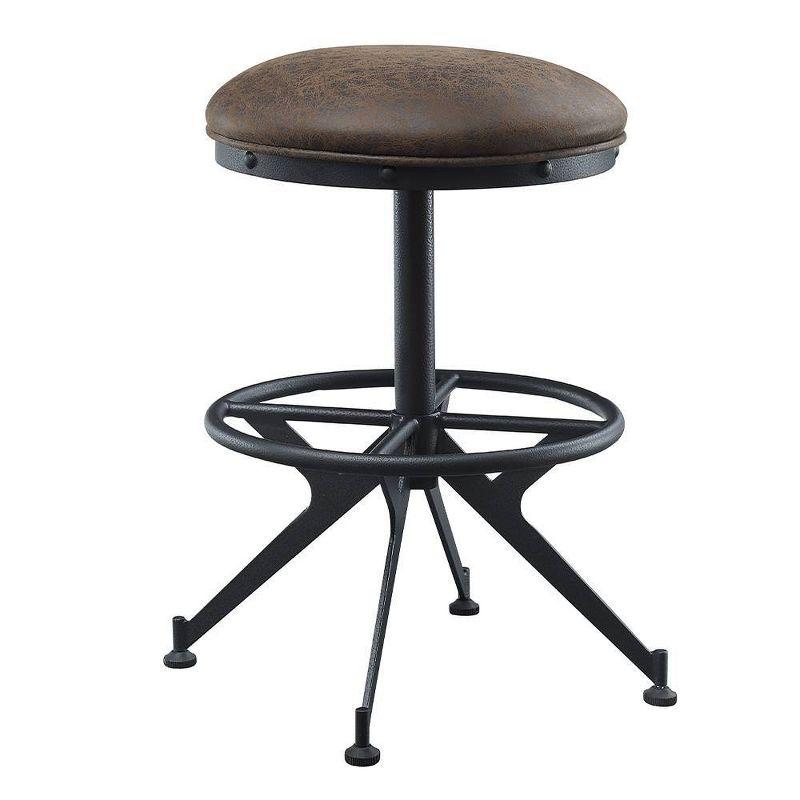 Acme Furniture 16" Zangief Barstool Salvaged Brown/Black Finish : Linen Upholstered, Wood Frame, No Assembly Required