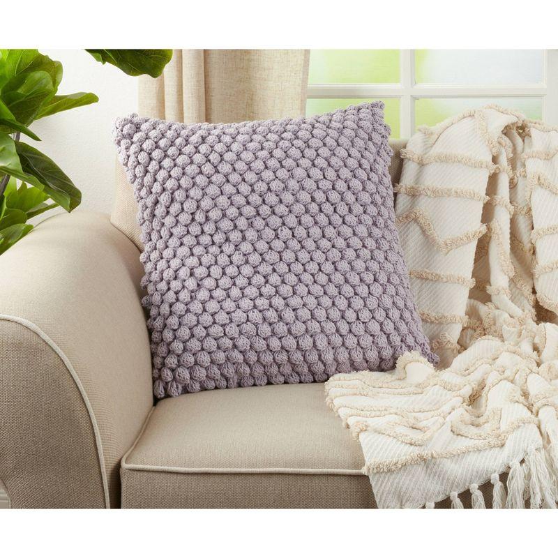 20"x20" Oversize Down Filled Crochet Pom-Pom Square Throw Pillow - Saro Lifestyle