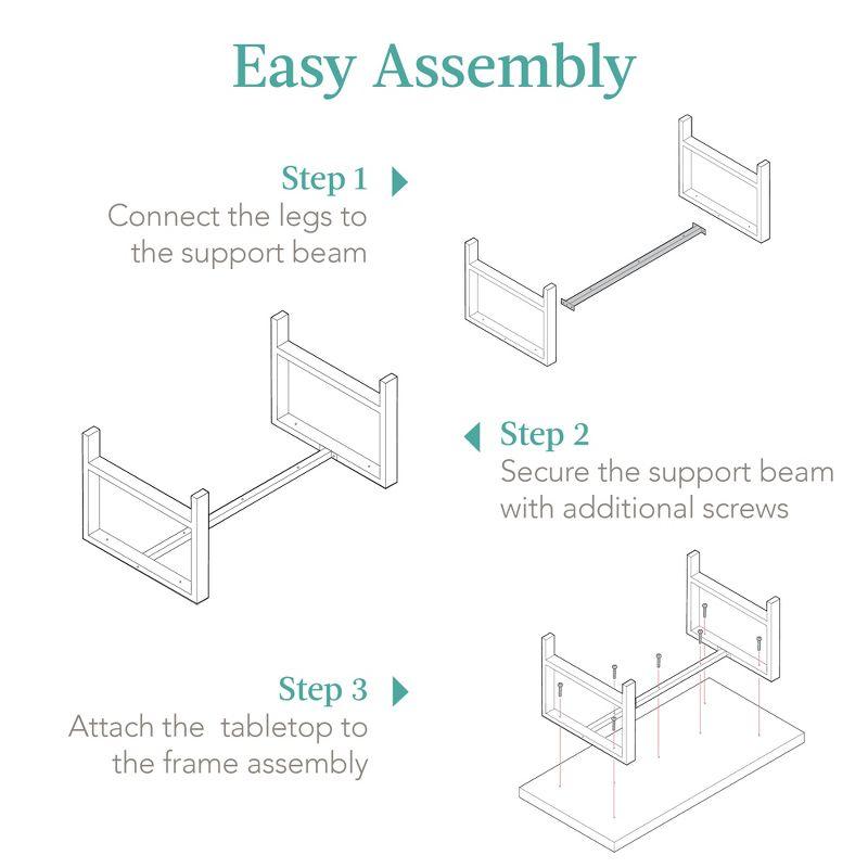 Best Choice Products 44in Modern Butcher Block Top Coffee Table, Rectangular Wood Accent Table w/ Metal Legs - Gray