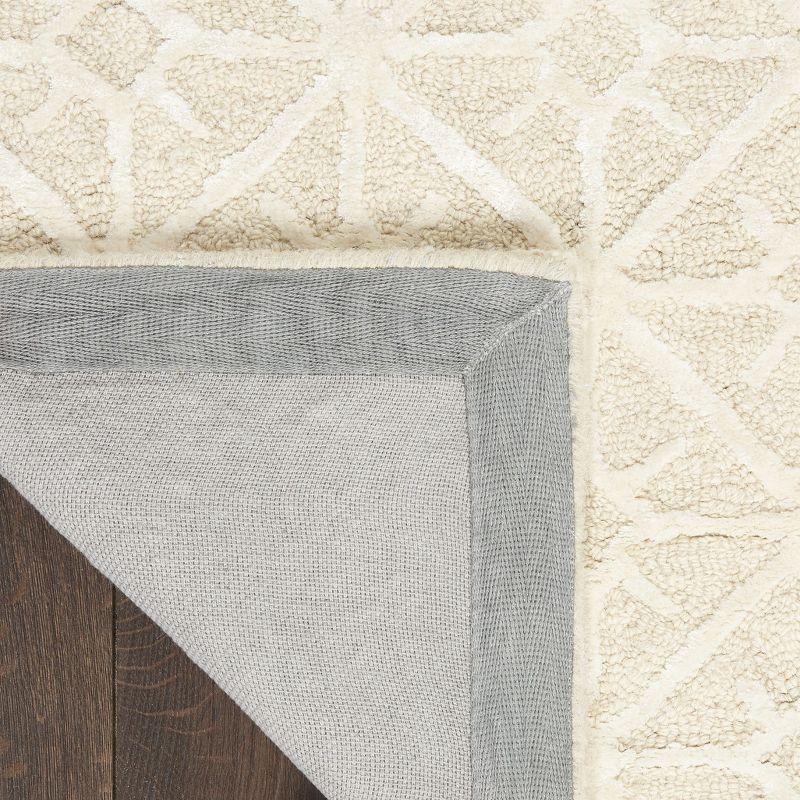 Geometric Handmade Tufted Ivory Area Rug