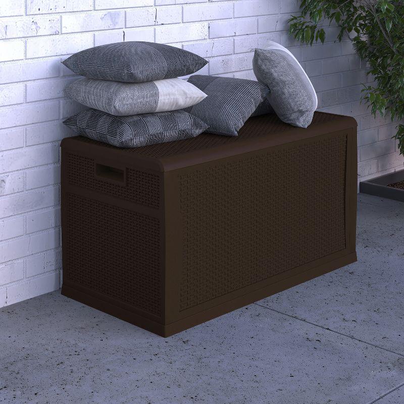 Merrick Lane 120 Gallon Weather Resistant Outdoor Storage Box for Decks, Patios, Poolside and More