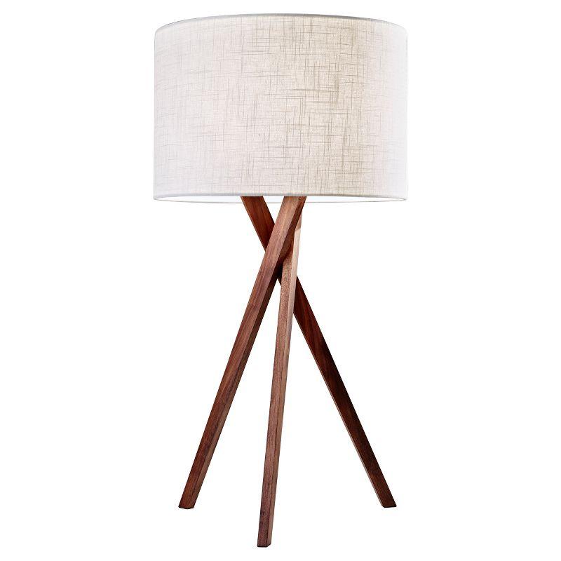 Contemporary Rustic White Linen Shade Tripod Table Lamp