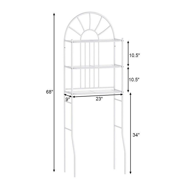 Costway 3 Shelf Over The Toilet Bathroom Space Saver Towel Storage Rack Organizer White