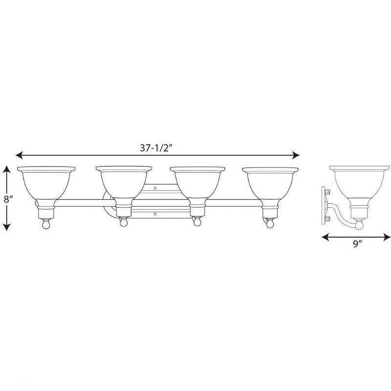 Madison Brushed Nickel 4-Light Wall Bracket with White Etched Glass