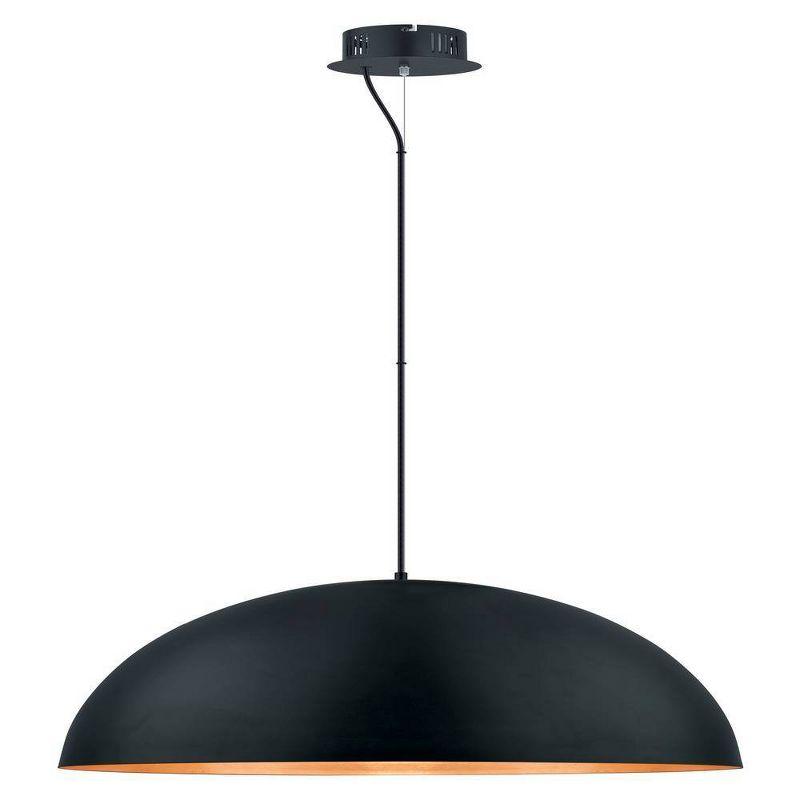32" 1-Light Gaetano LED Pendant Black and Gold - EGLO: Contemporary Iron Bowl Shade, ETL Listed, Adjustable