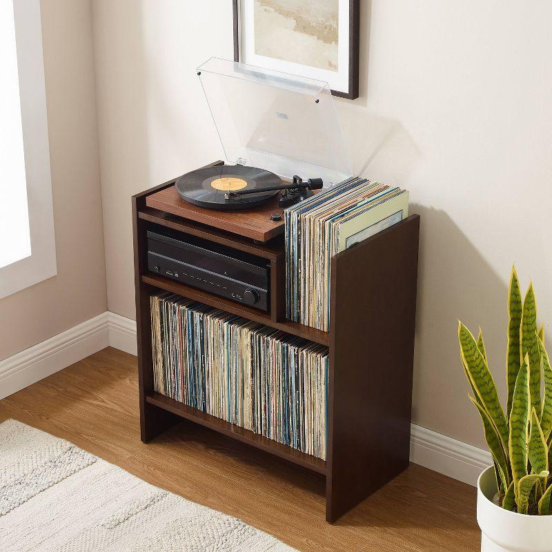 Portland Dark Brown MDF Turntable Stand with Cabinet