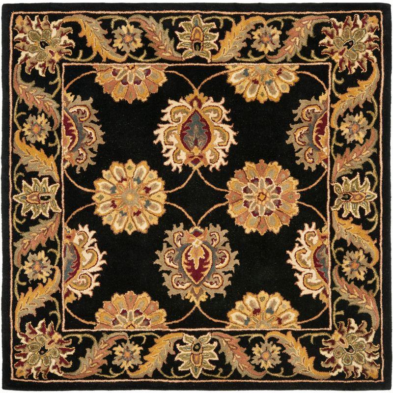 Heritage Black Square Hand-Tufted Wool Area Rug