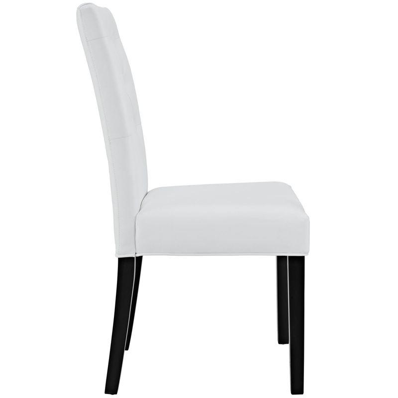 White Faux Leather Upholstered Parsons Side Chair with Wood Legs