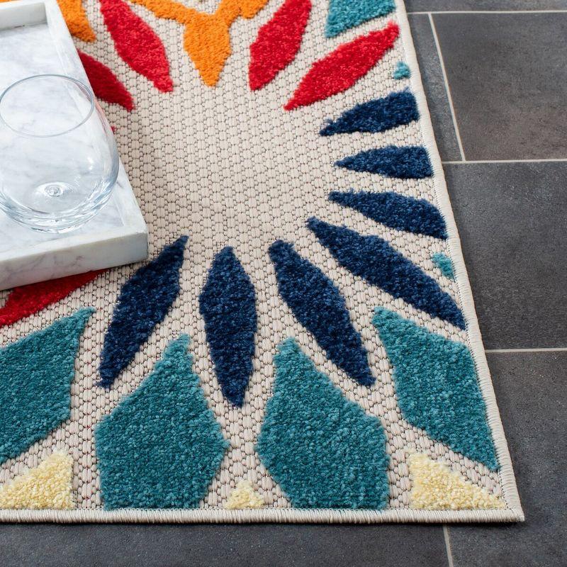 Cabana CBN328 Power Loomed UV Resistant Indoor/Outdoor Area Rug - Ivory/Orange - 6'7"x6'7" - Safavieh