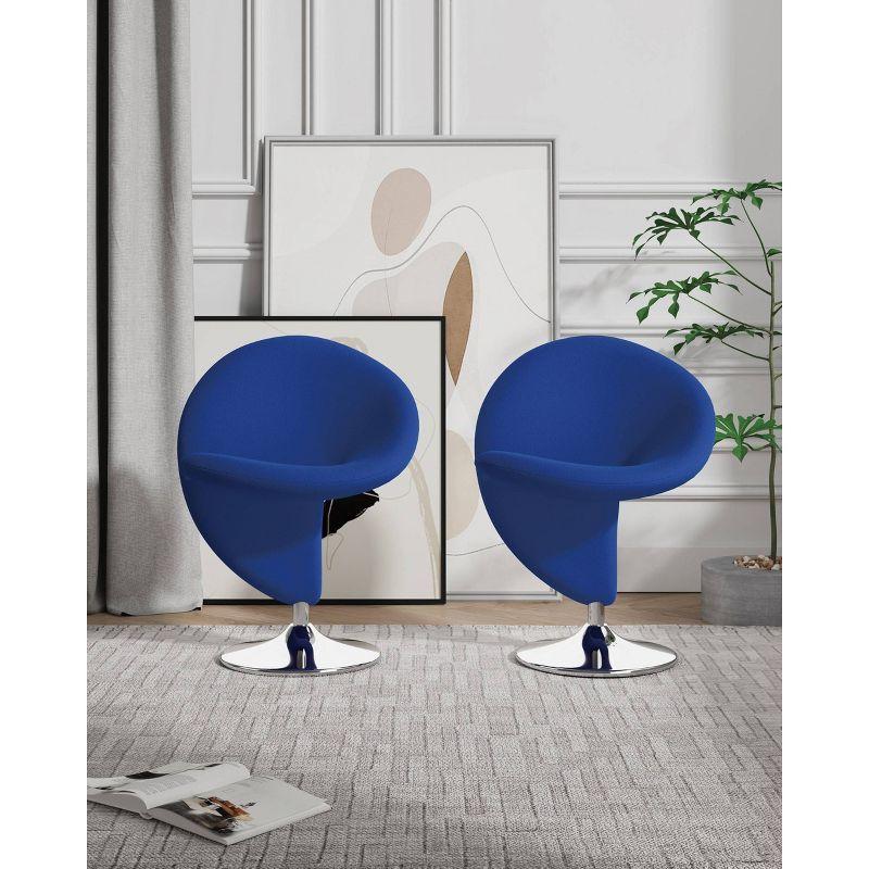 Set of 2 Curl Wool Blend Swivel Accent Chairs Blue - Manhattan Comfort: Ergonomic, No Assembly Required