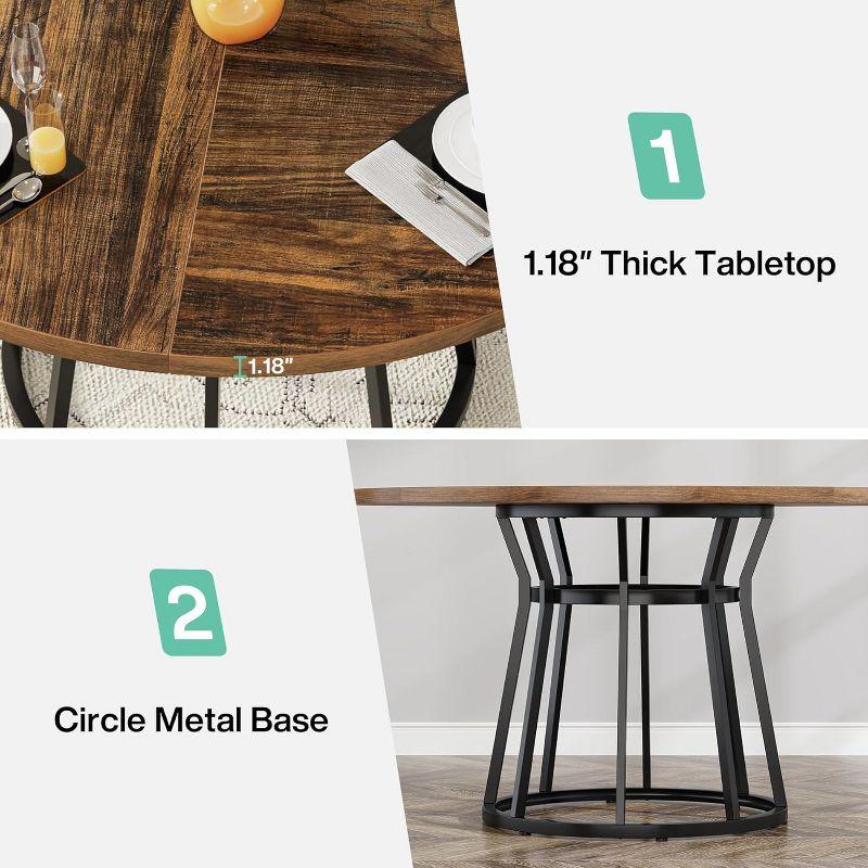 Tribesigns 47.2-Inch Round Dining Table for 4 People, Circle Dining Room Table with Metal Base