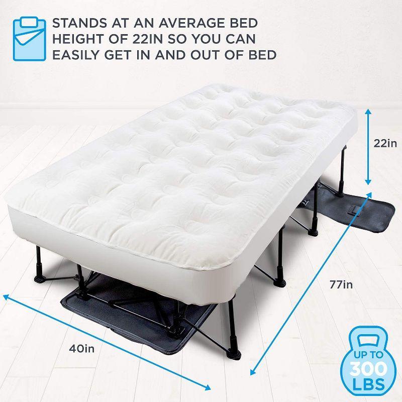 Ivory Twin Raised Air Mattress with Built-In Pump and Frame