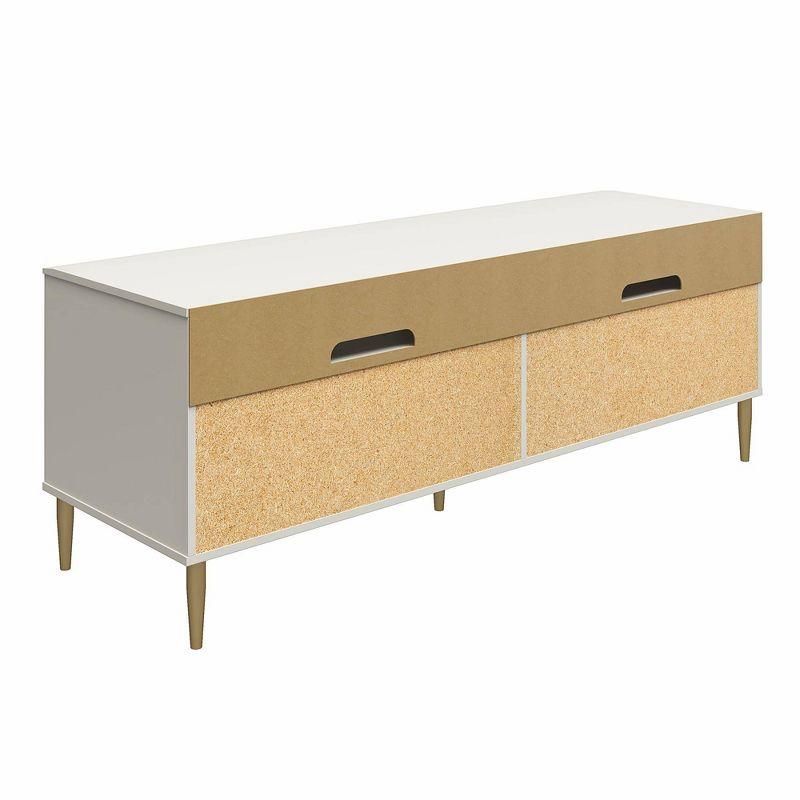 Sunbaked Taupe Fluted Media Console with Gold Feet