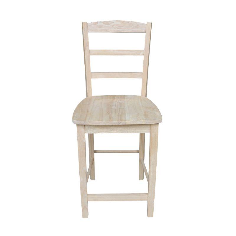 Traditional Unfinished Solid Parawood 24" Madrid Barstool