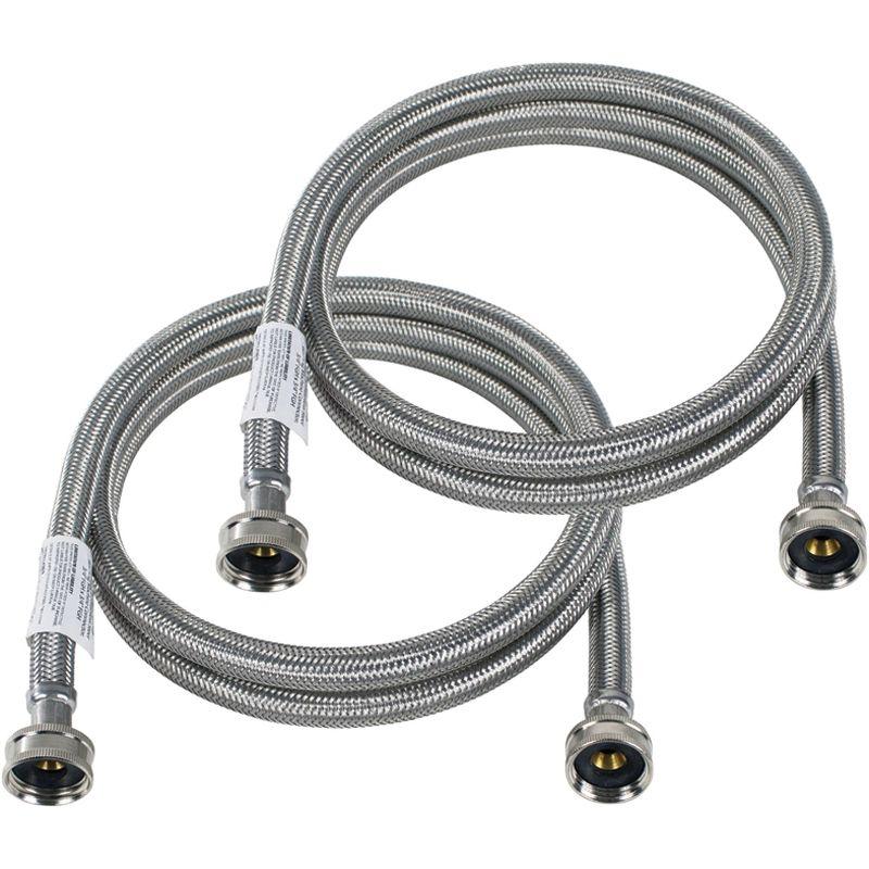 Certified Appliance Accessories® 2-Pack Braided Stainless Steel Washing Machine Hoses (4 Ft.) in Silver