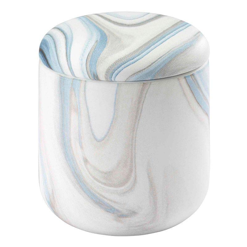 Blue and White Marble Ceramic Storage Jar