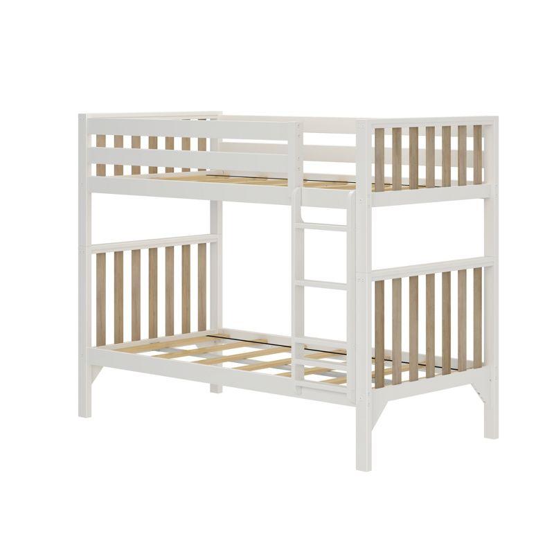 White and Blonde Pine Twin Over Twin Bunk Bed with Drawers