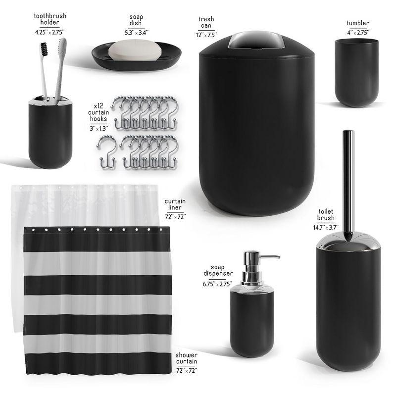 Clara Clark 20 Piece Complete Bathroom Accessory Set with Shower Curtain, Liner, and Hooks