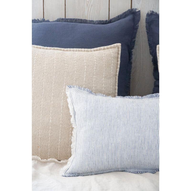 Blue Pinstripe Fringe Linen Pillow