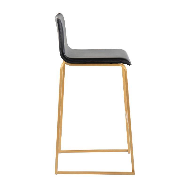Set of 2 Mara Upholstered Barstools Black/Gold - Lumisource: Faux Leather, Steel Base, Footrest, 250lb Capacity