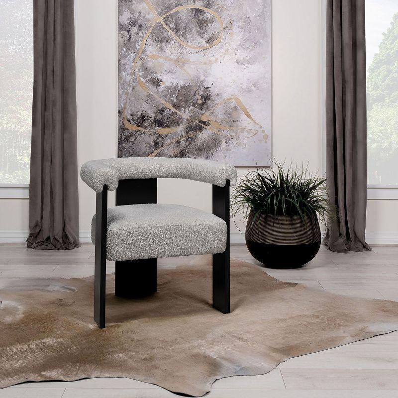 Gray Bouclé Upholstered Accent Chair with Black Wood Frame