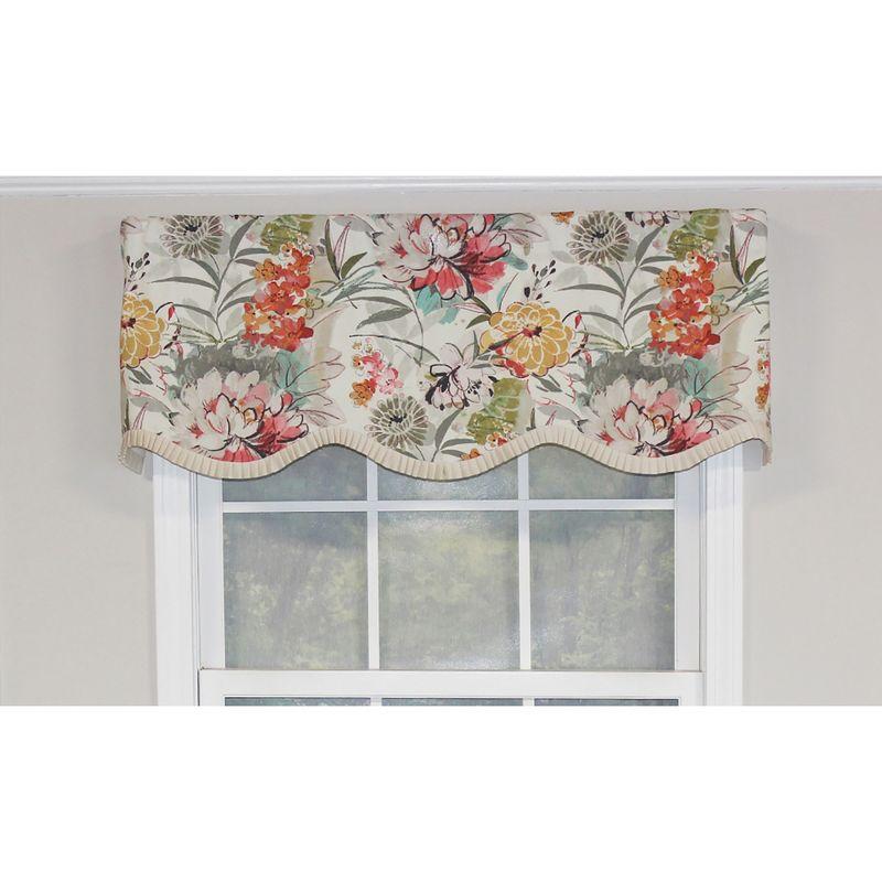 RLF Home Floral Cotton Ruffled 50'' W Window Valance in Ivory