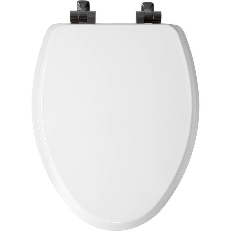 Mayfair by Bemis 7M1826MBSL 000 Bennett Toilet Seat with Metal Hinges, Slow Close Wood Seat, Easy Install, Elongated, White