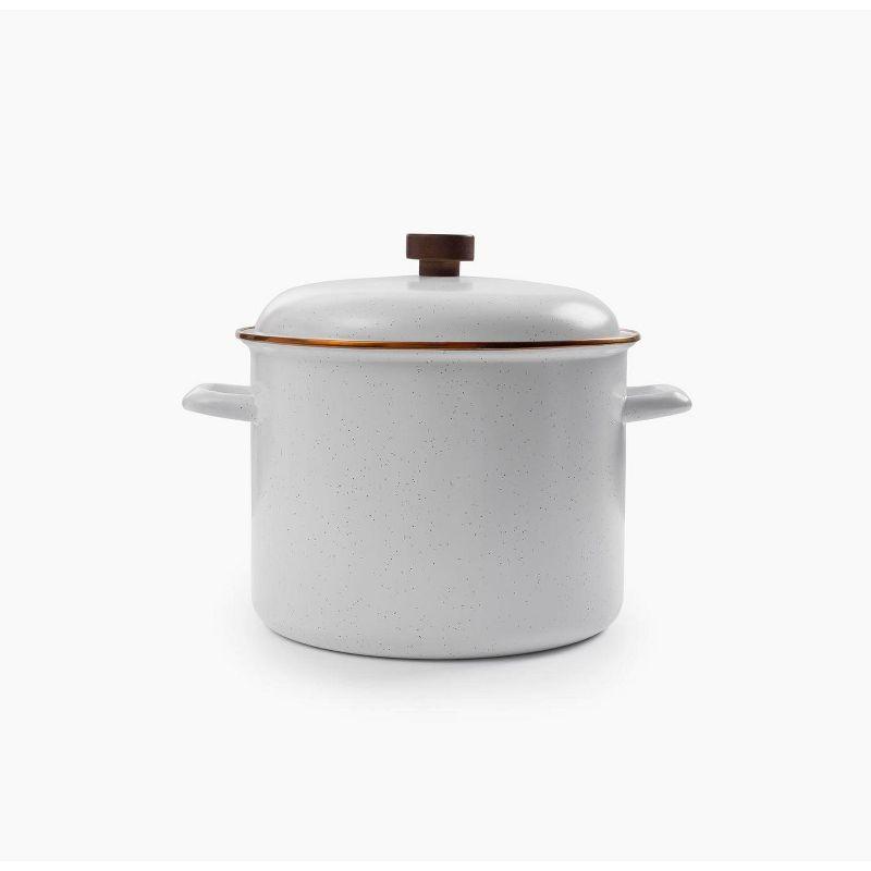 Eggshell Enamel Stock Pot with Bronze Trim, 4-Quart