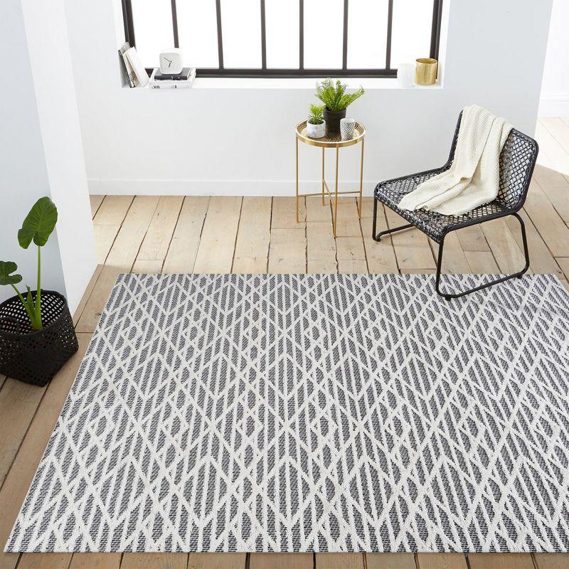 Ararat High-Low Pile Moroccan Diamond Modern Indoor/Outdoor Area Rug  - JONATHAN Y