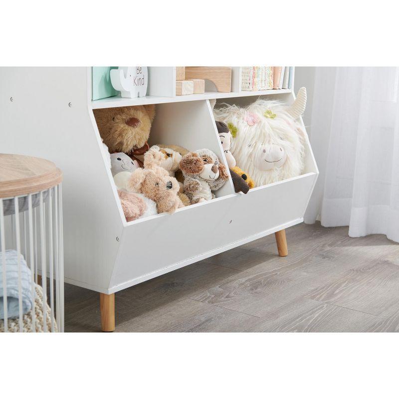 White Wooden Kids Toy Storage Cubby with Feet