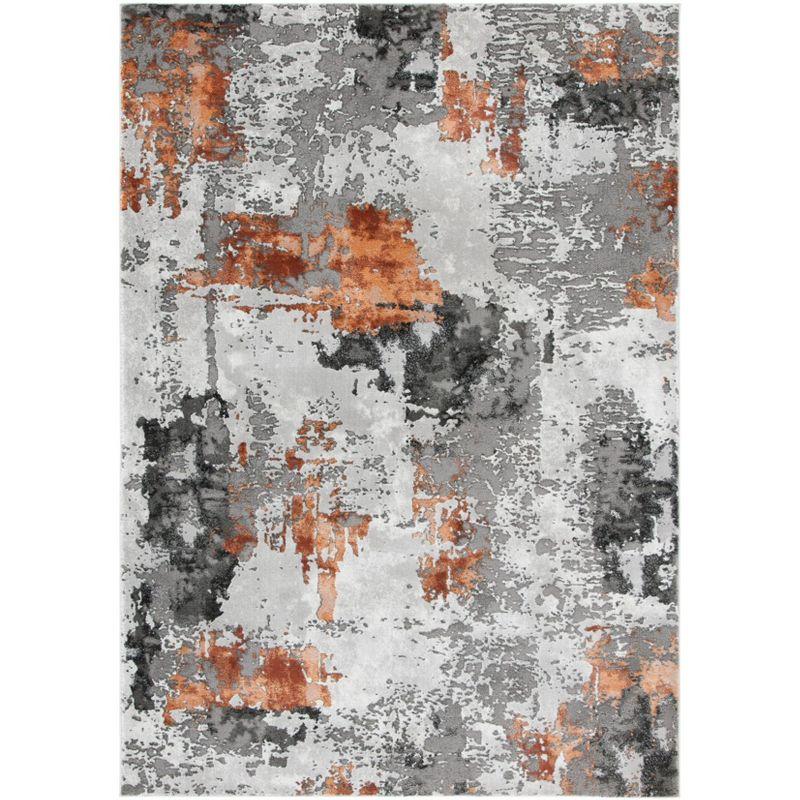 Steelside™ Ettinger Abstract Gray/Orange Area Rug
