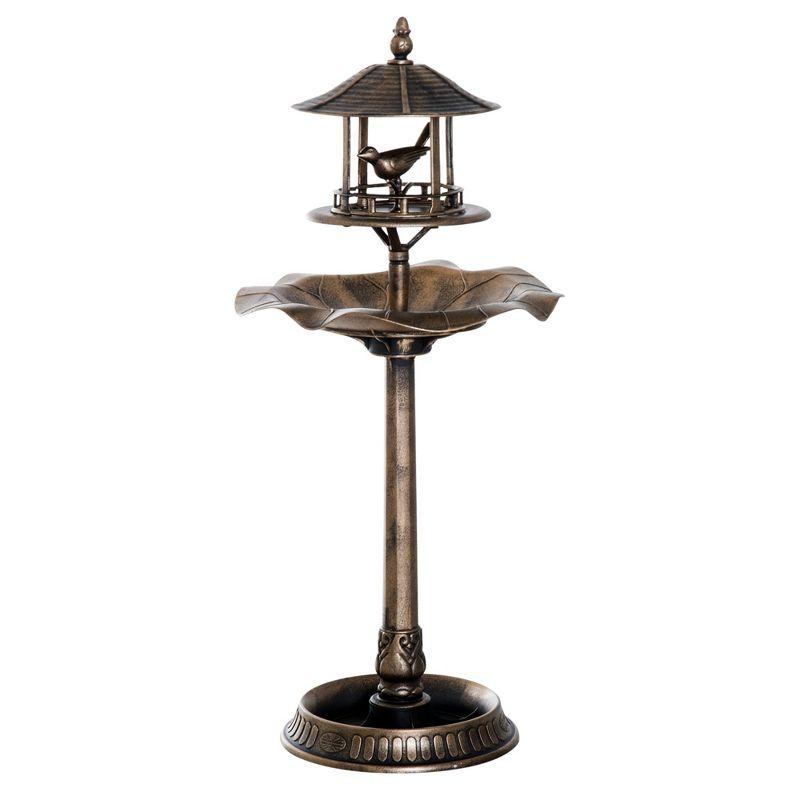 Antique Bronze 3-in-1 Bird Bath Feeder Planter