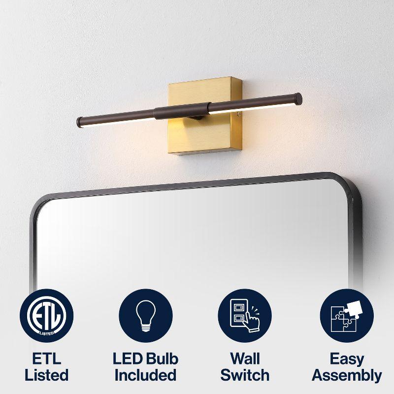 JONATHAN Y Makena 16.25" Modern Minimalist Dimmable Integrated LED Metal Wall Sconce, Oil Rubbed Bronze