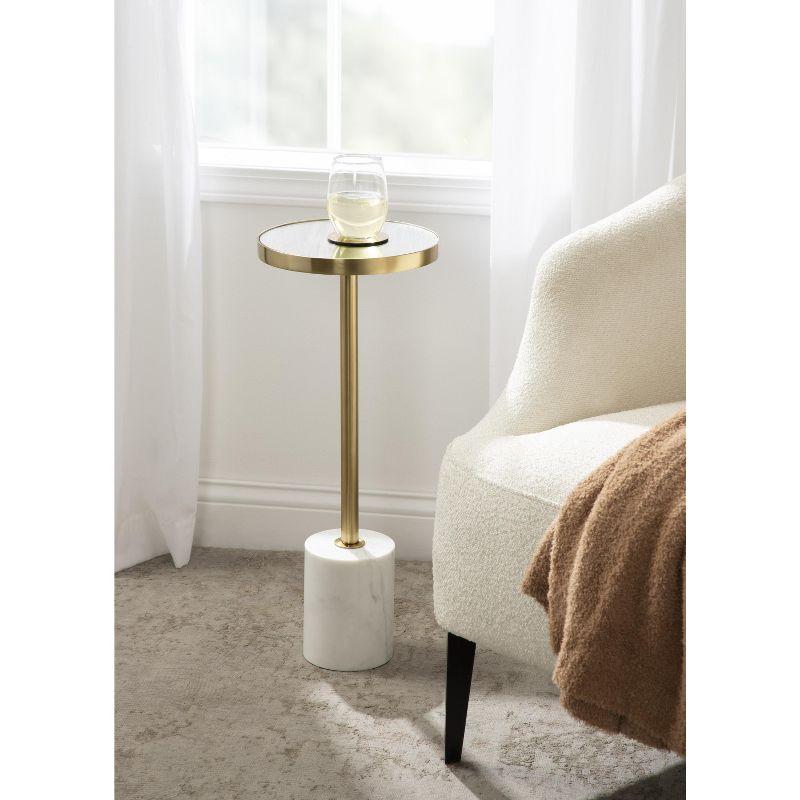 Gold and White Marble Mirrored Drink Table